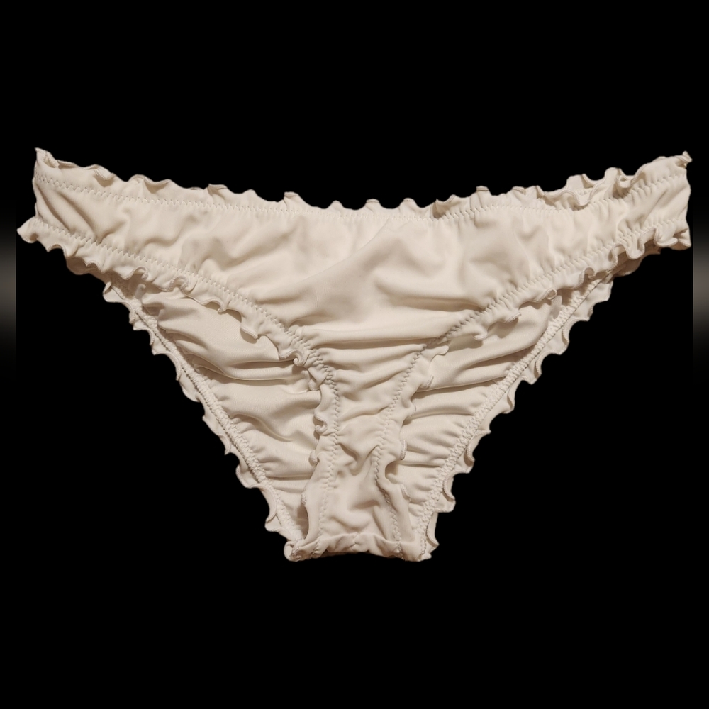🌟2/$20🌟Shade & Shore Ruffled White Bikini Bottom Size S Cheeky Sexy Swim Wear